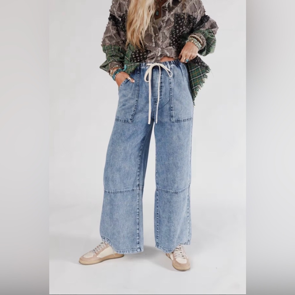 Listicle Wide Leg Drawstring Pants - Picture 2 of 8